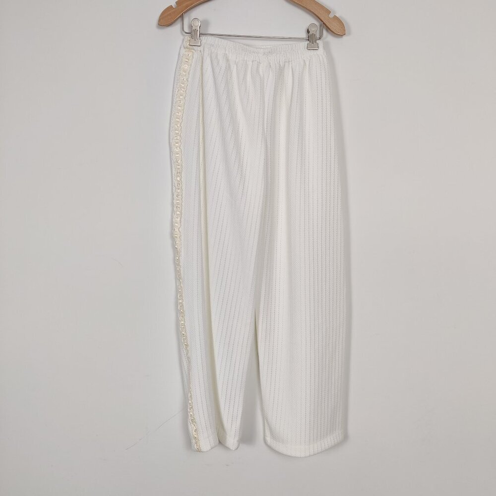 Women's Wide Leg Pants Size XS White Pull On See Through Summer Boho Bohemian
